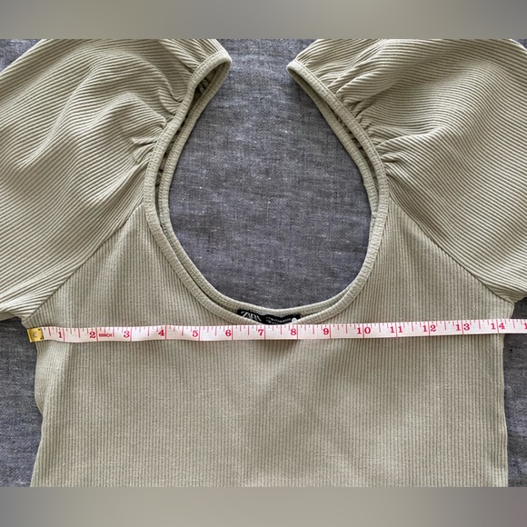 Zara puff sleeve ribbed top - Picture 5 of 8